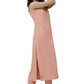Peach Poly Crepe Solid Kurta With Pant And Dupatta