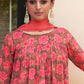 Peach Georgette Kurta Palazzo Set With Dupatta