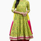 Lime Green Cotton Embellished Floral Printed Kurta With Flared Palazzo And Dupatta