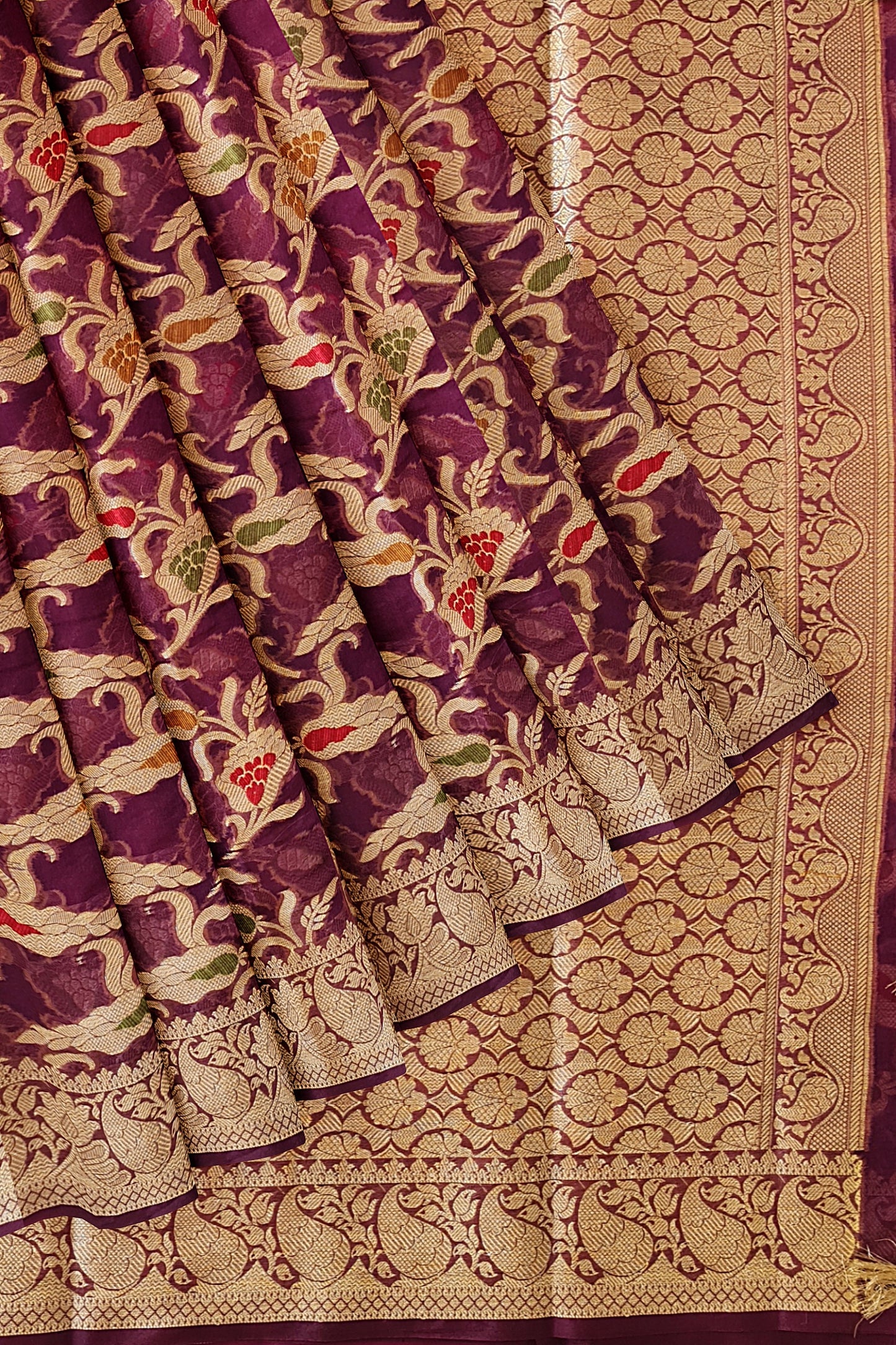Burgundy Banaras Soft Georgette  Silk Jaal - AbirabyBeena