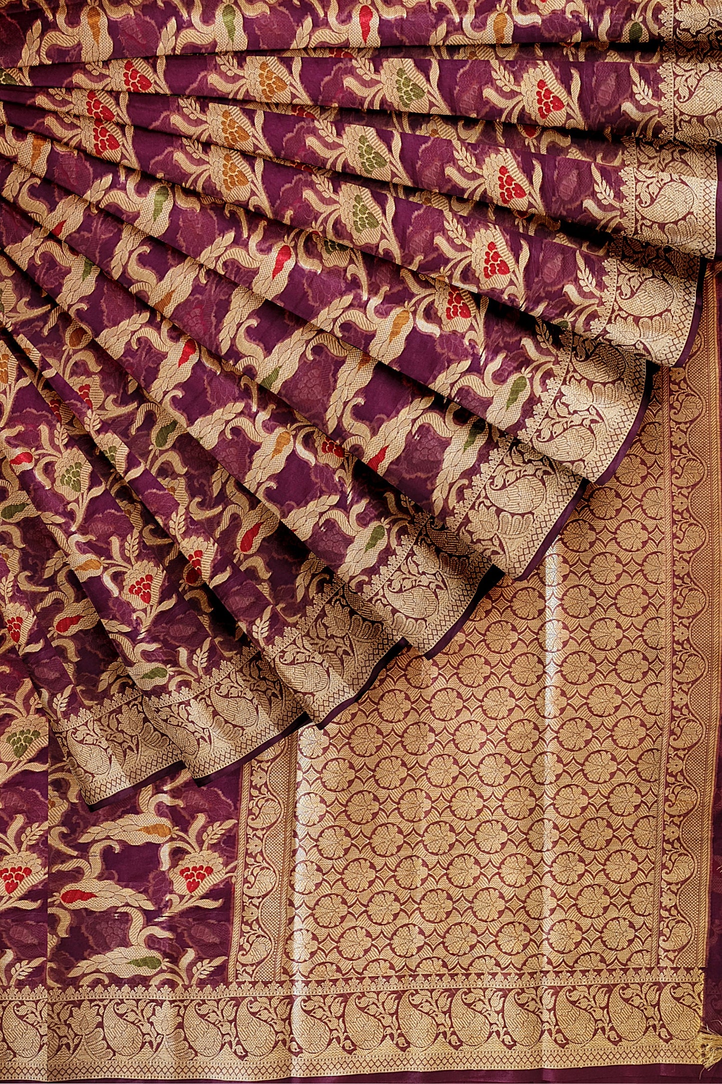 Burgundy Banaras Soft Georgette  Silk Jaal - AbirabyBeena