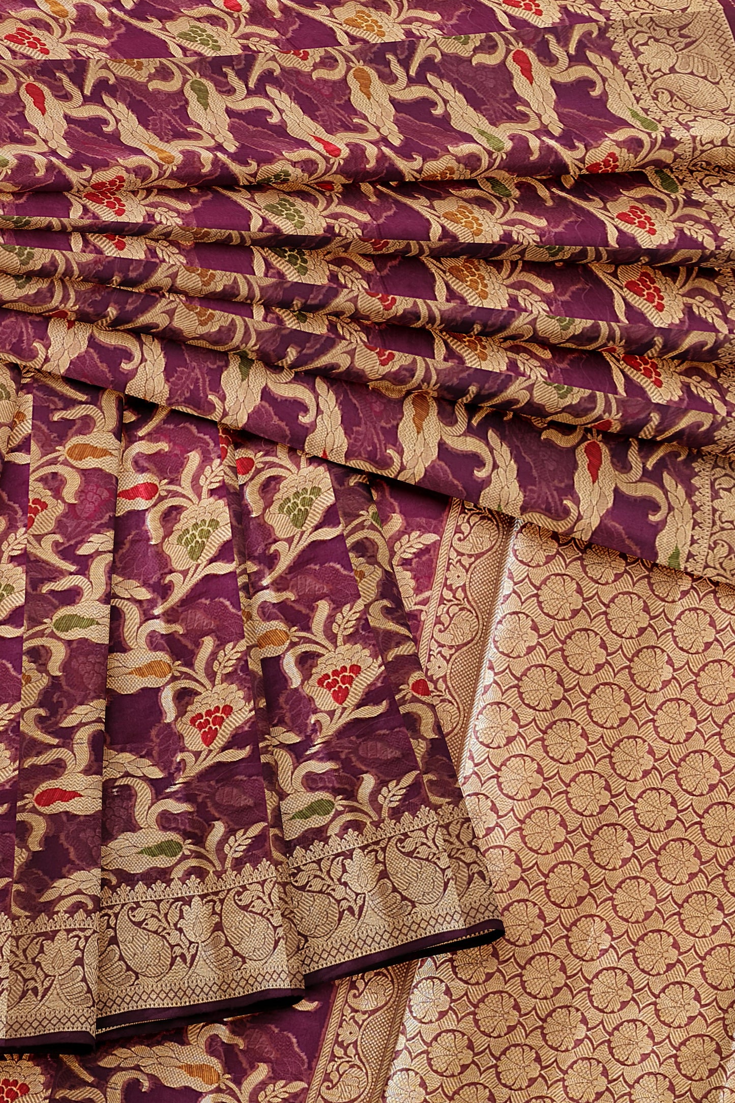 Burgundy Banaras Soft Georgette  Silk Jaal - AbirabyBeena
