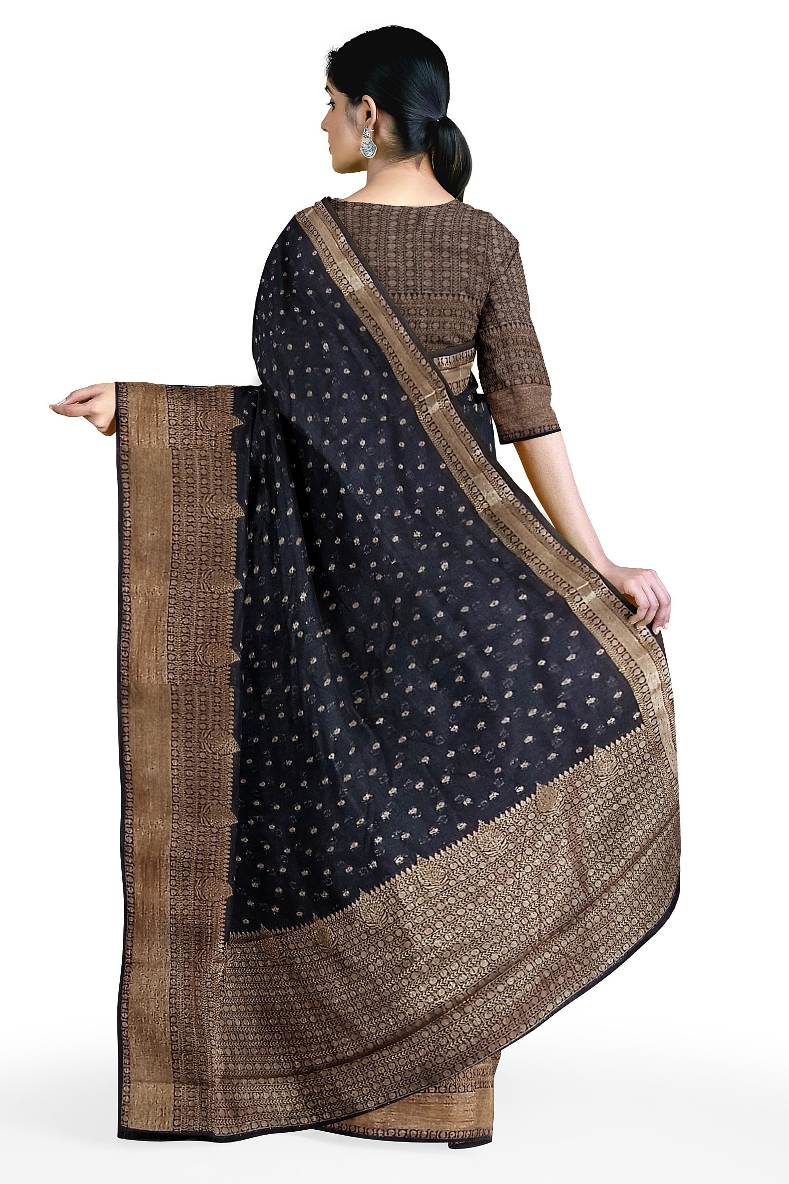 Black Banaras Soft Georgette Silk - AbirabyBeena