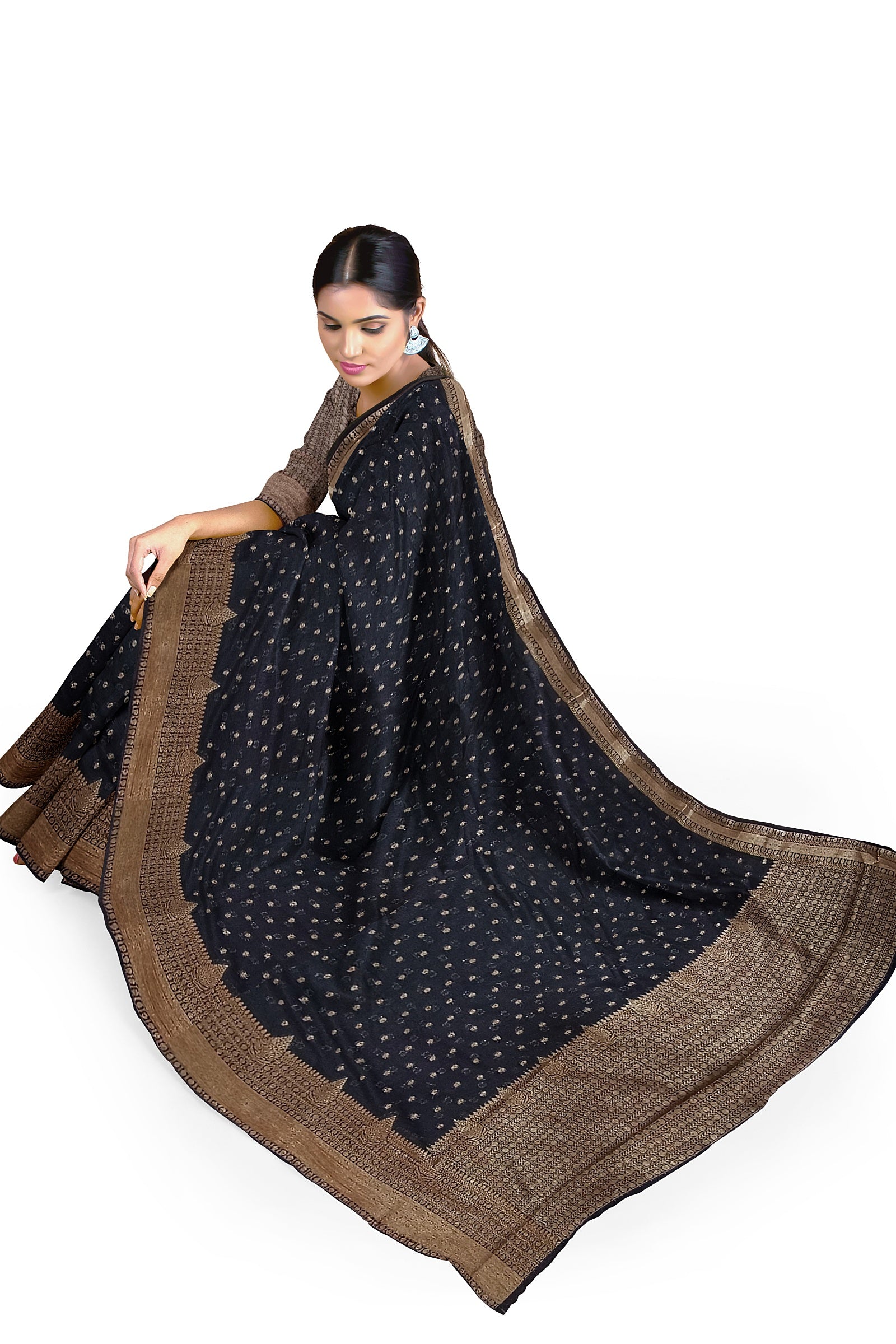 Black Banaras Soft Georgette Silk - AbirabyBeena