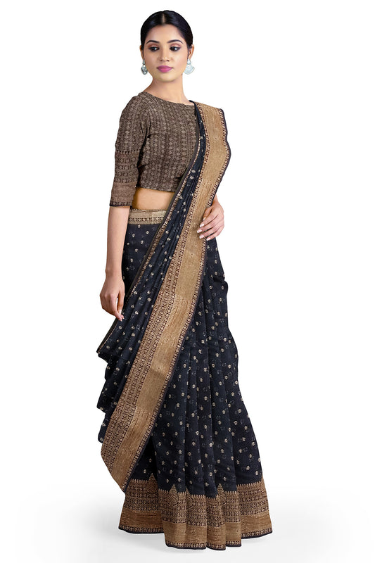 Black Banaras Soft Georgette Silk - AbirabyBeena