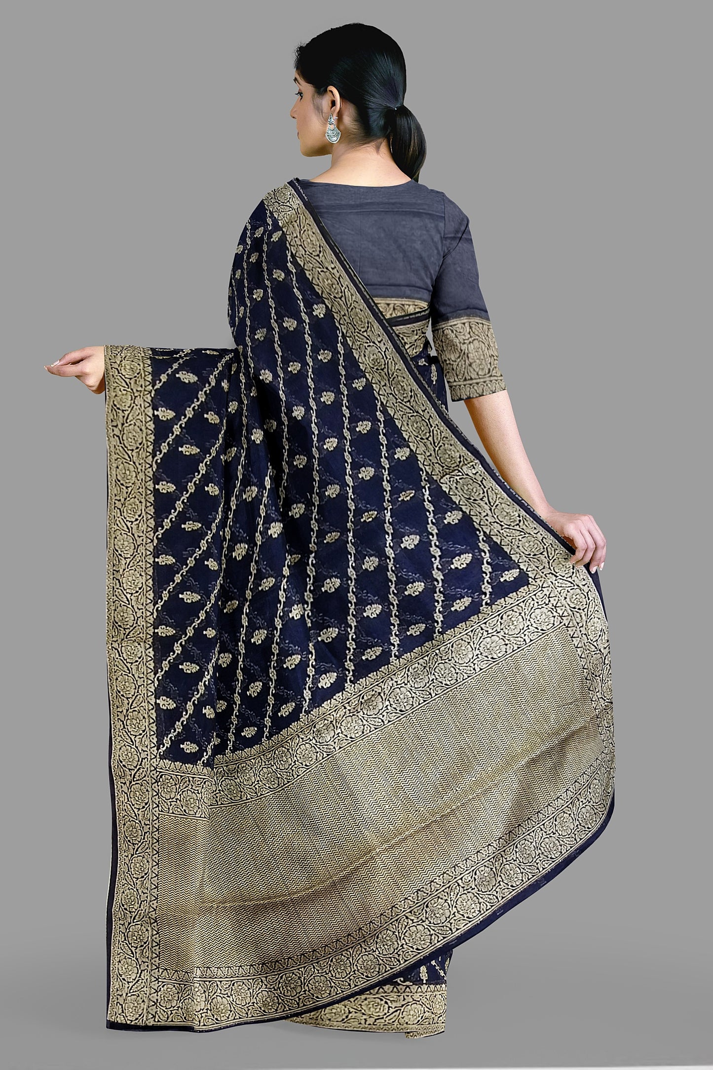 Blue Banaras Soft Georgette silk - AbirabyBeena