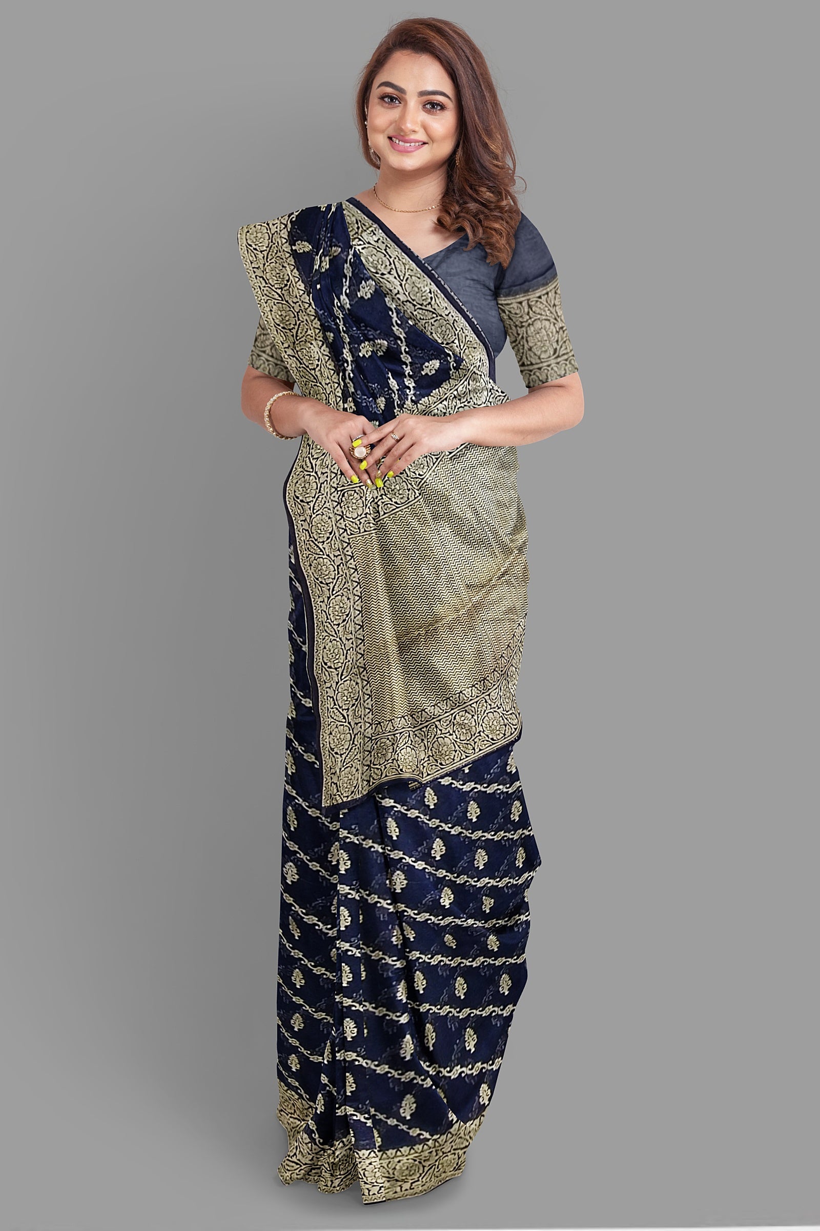 Blue Banaras Soft Georgette silk - AbirabyBeena