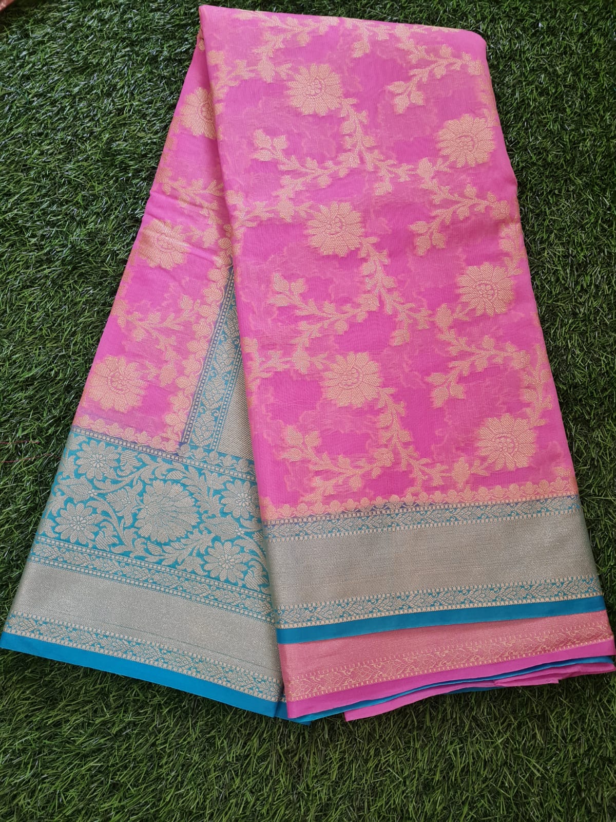Pink Banaras Soft Georgette  Silk Jaal - AbirabyBeena
