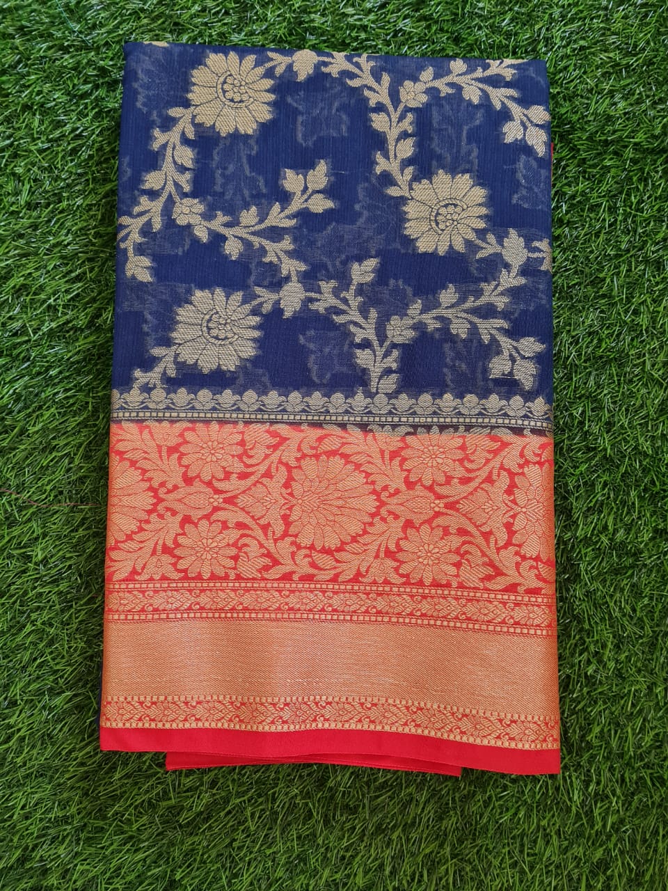 Blue Banaras Soft Georgette  Silk Jaal - AbirabyBeena