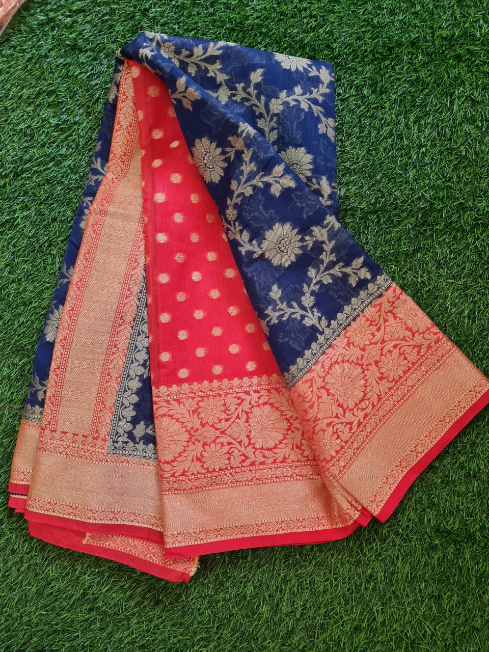 Blue Banaras Soft Georgette  Silk Jaal - AbirabyBeena