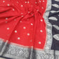 Red Soft khaddi Chiffon Handloom - AbirabyBeena