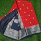Red Soft khaddi Chiffon Handloom - AbirabyBeena