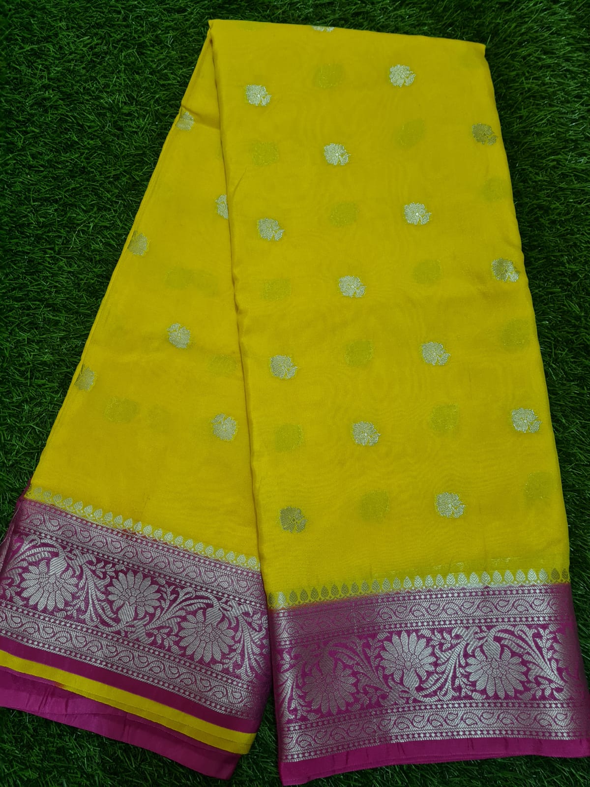 Yellow Soft khaddi Chiffon Handloom - AbirabyBeena