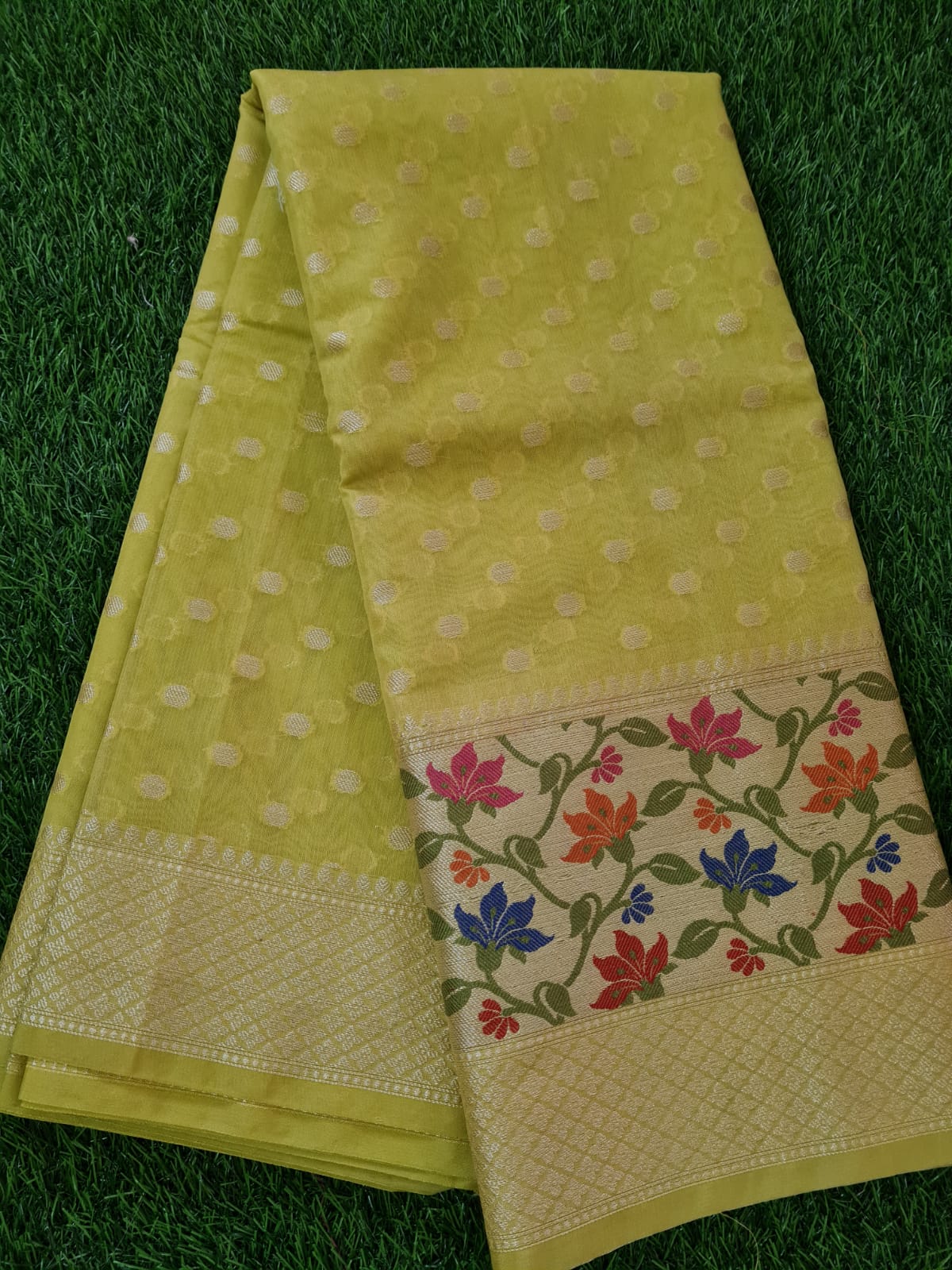 Mehandi Green Banaras Soft Georgette Silk