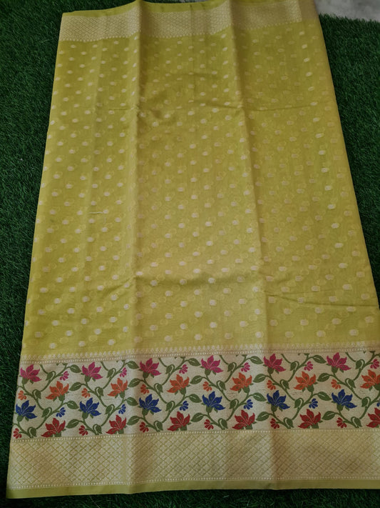 Mehandi Green Banaras Soft Georgette Silk