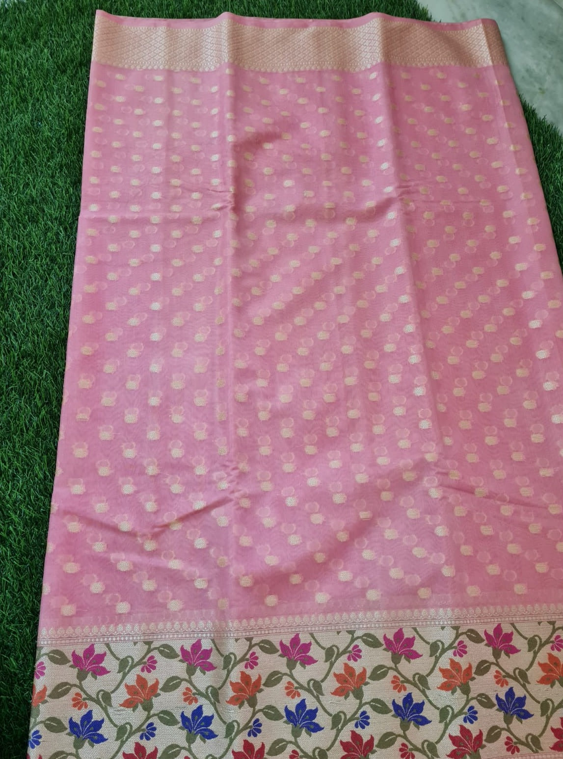 Light Pink Banaras Soft Georgette Silk - AbirabyBeena