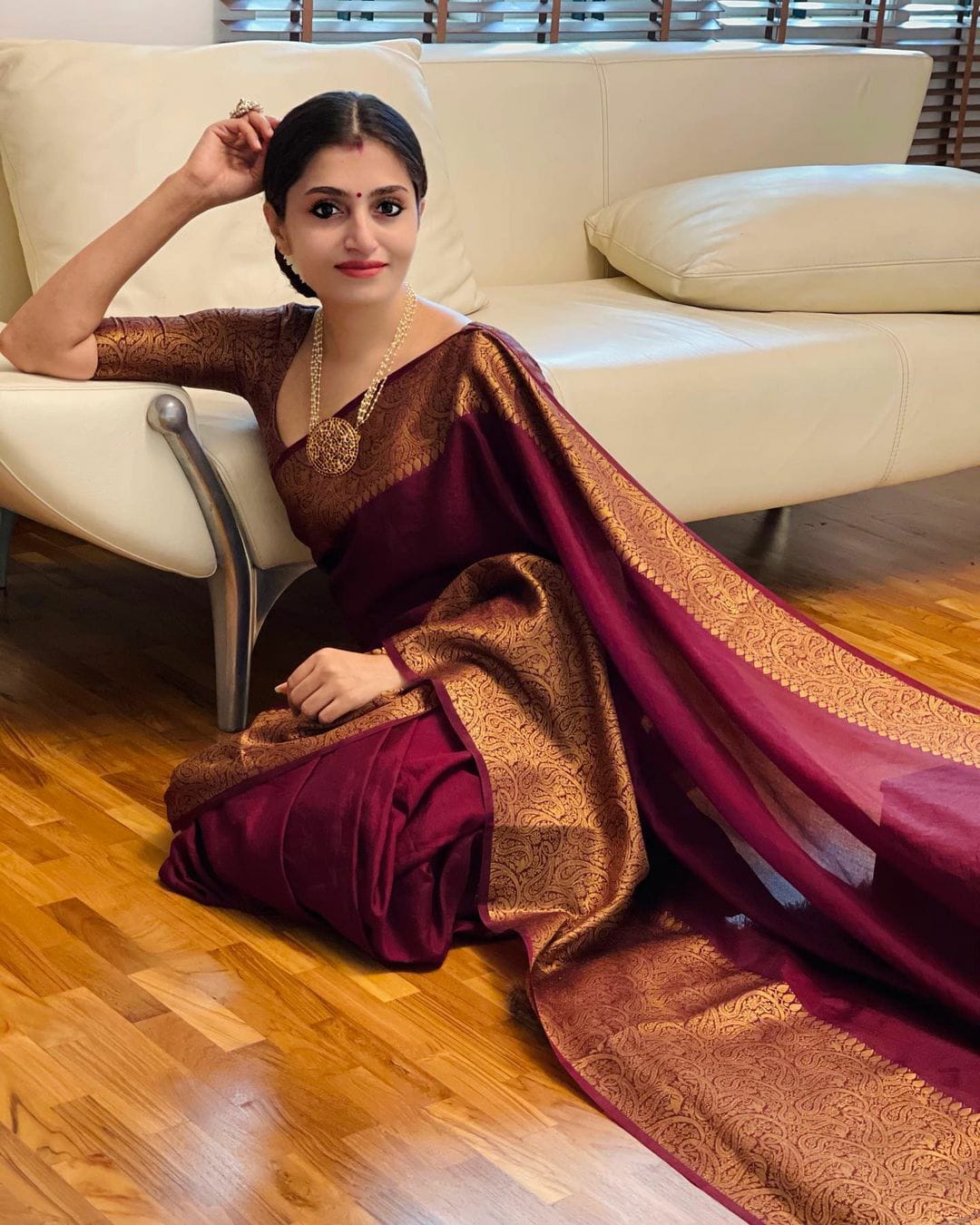 Maroon Skirt Border Banaras warm silk - AbirabyBeena