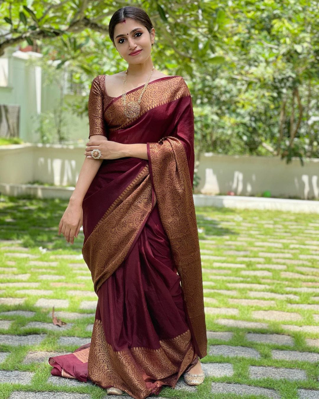 Maroon Skirt Border Banaras warm silk - AbirabyBeena