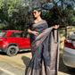 Black skirt border Banaras warm silk - AbirabyBeena