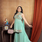 Elegance in Green: Beautifully Embroidered Light Green Sharara Suit Set for Women