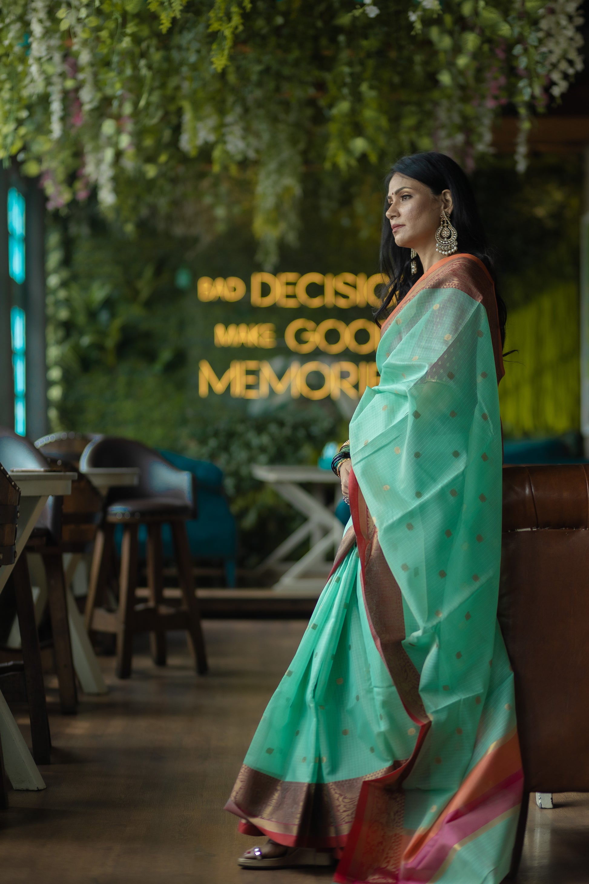 Light sea green Banaras Kota Silk - AbirabyBeena