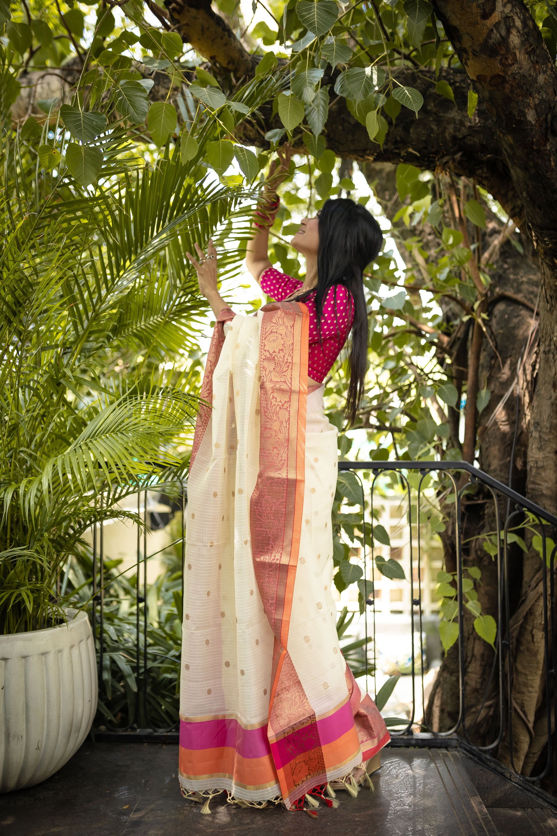 White Banaras Kota Silk - AbirabyBeena