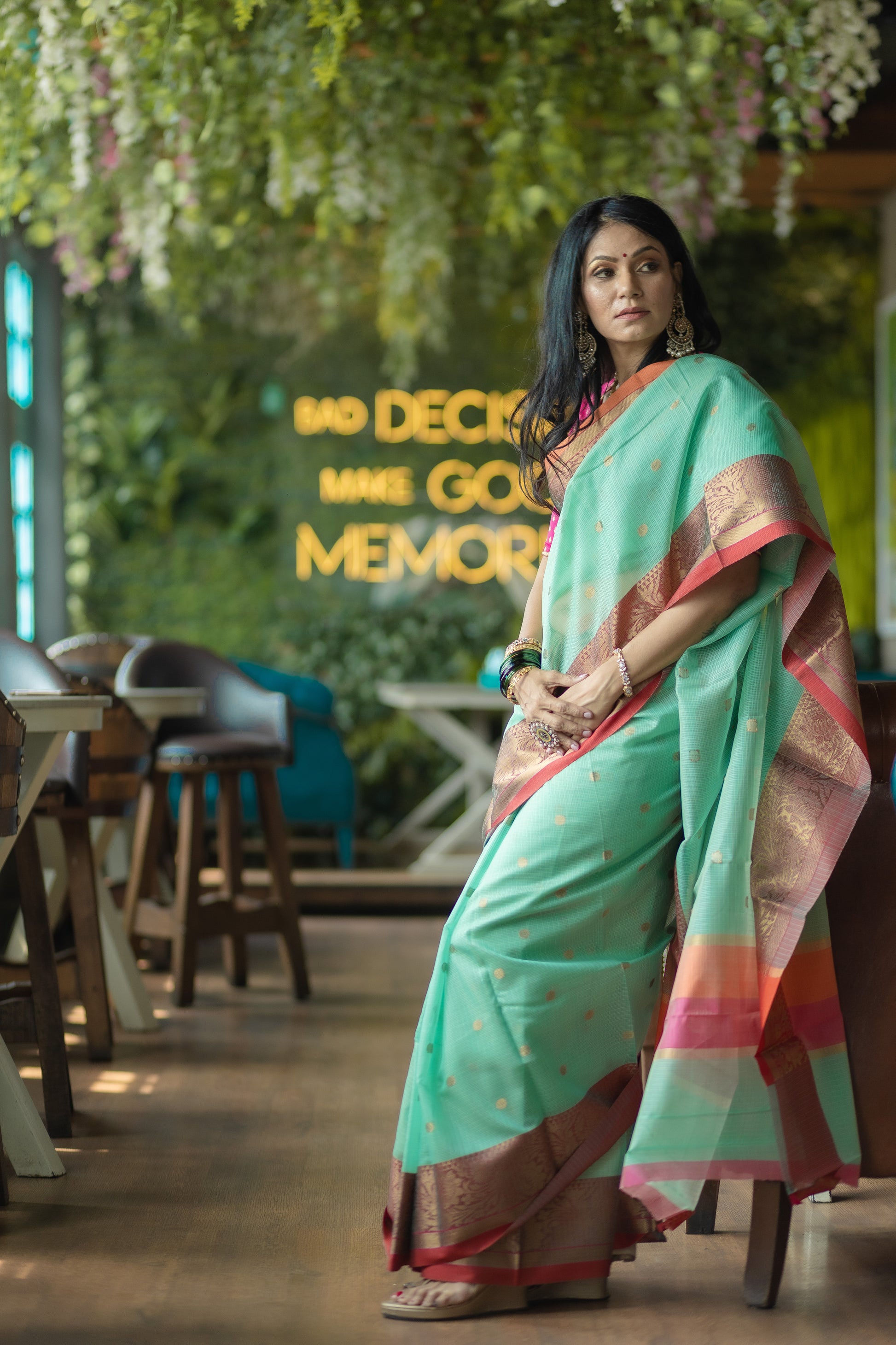Light sea green Banaras Kota Silk - AbirabyBeena