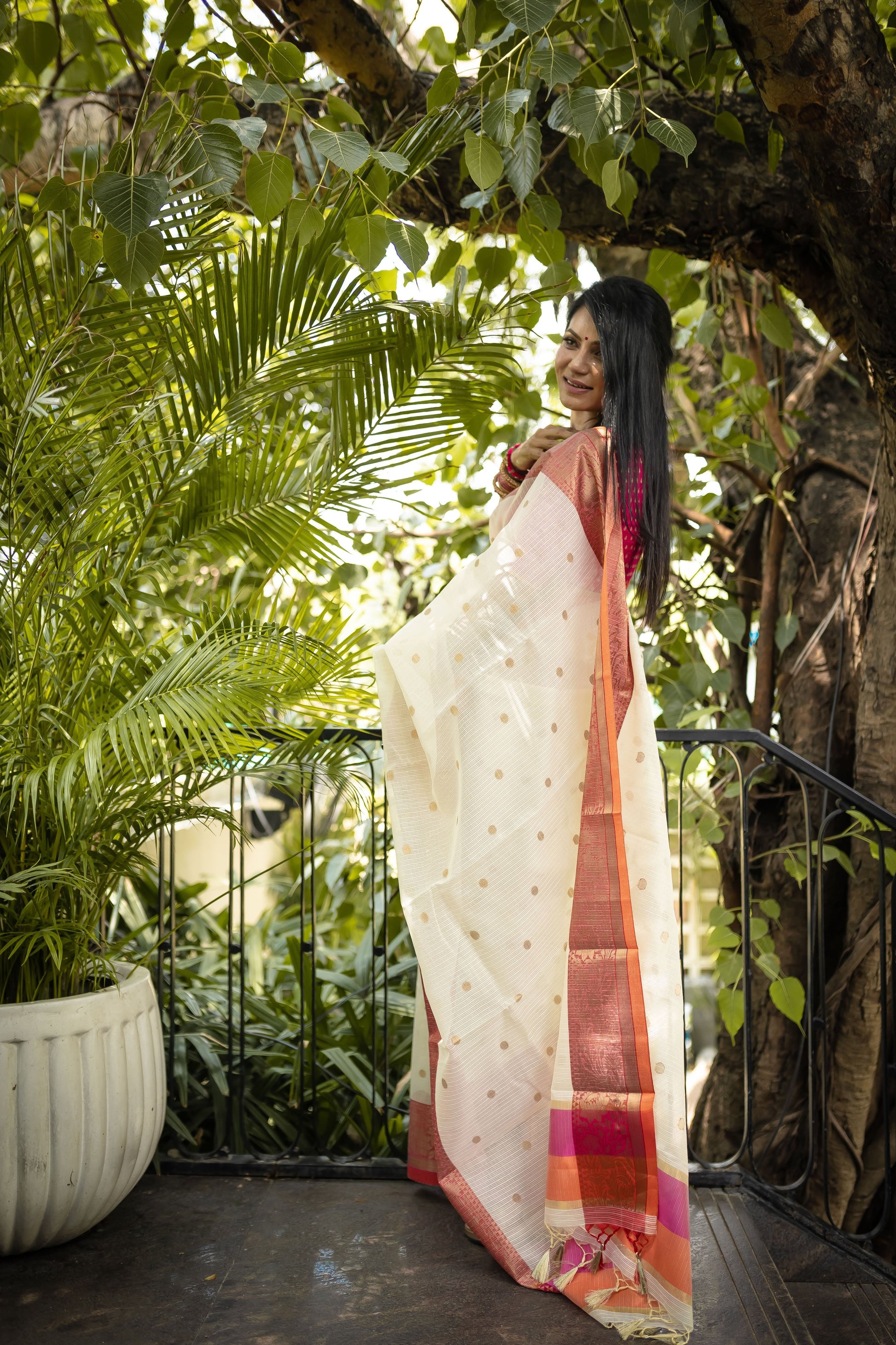 White Banaras Kota Silk - AbirabyBeena