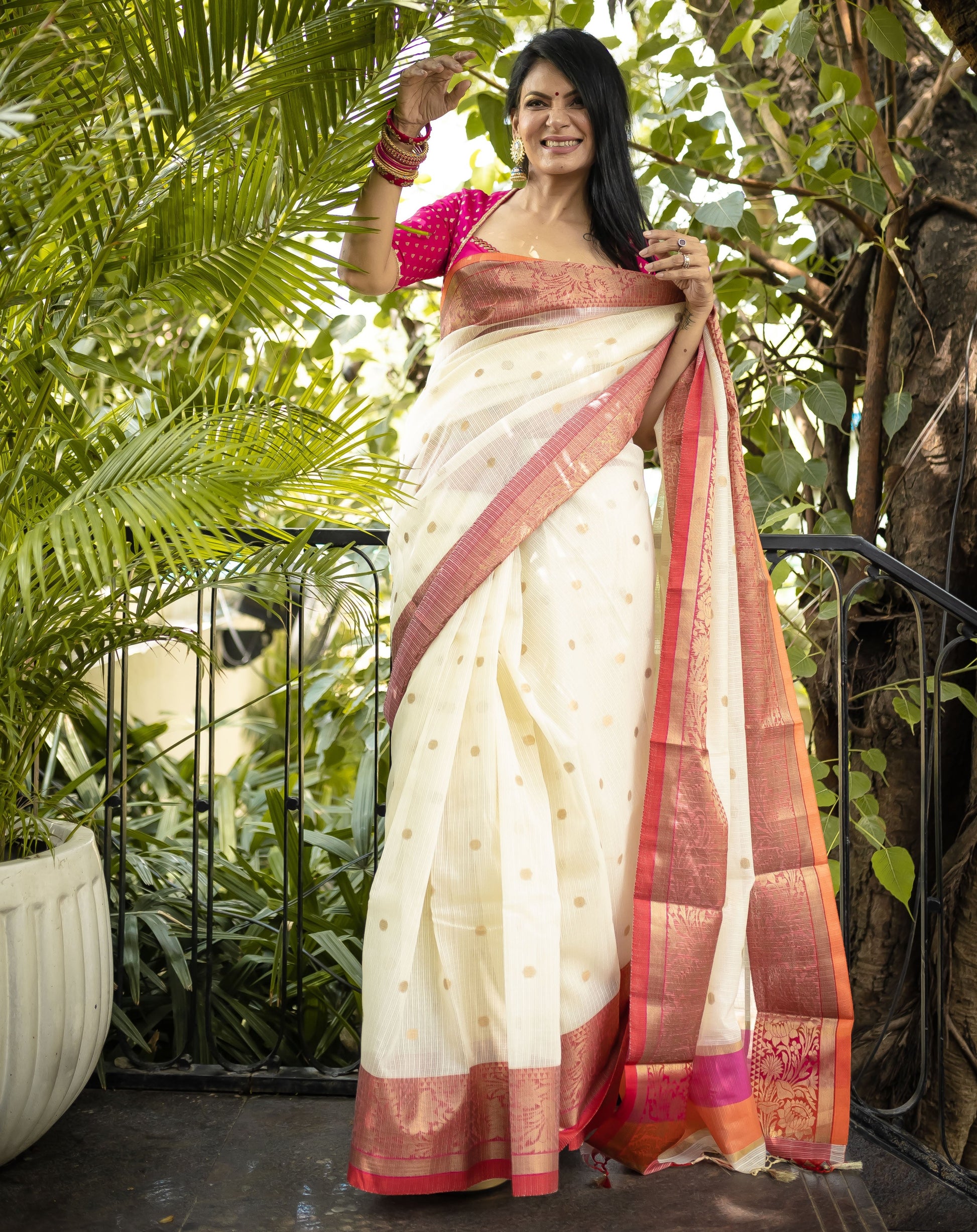 White Banaras Kota Silk - AbirabyBeena