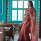 Light Tomato color Banaras Kota Silk - AbirabyBeena