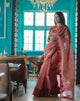 Light Tomato color Banaras Kota Silk - AbirabyBeena