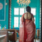 Light Tomato color Banaras Kota Silk - AbirabyBeena