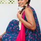 Chic Azure Blue Digital Print Ethnic