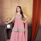 Peach Perfection: Stunning Sharara Suit Set with Intricate Embroideries for Women