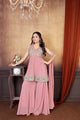 Peach Perfection: Stunning Sharara Suit Set with Intricate Embroideries for Women - AbirabyBeena