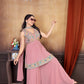 Peach Perfection: Stunning Sharara Suit Set with Intricate Embroideries for Women