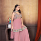 Peach Perfection: Stunning Sharara Suit Set with Intricate Embroideries for Women