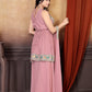 Peach Perfection: Stunning Sharara Suit Set with Intricate Embroideries for Women