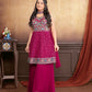 Vibrant Glamour: Hot Pink Sharara Suit Set with Exquisite Embroideries for Women