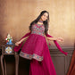Vibrant Glamour: Hot Pink Sharara Suit Set with Exquisite Embroideries for Women