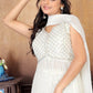 Pristine Elegance: Exquisite Embroidered Pearl White Sharara Suit Set for Women