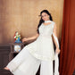 Pristine Elegance: Exquisite Embroidered Pearl White Sharara Suit Set for Women
