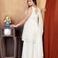 Pristine Elegance: Exquisite Embroidered Pearl White Sharara Suit Set for Women
